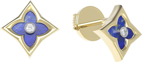 Серьги из лимонного золота c бриллиантами и лазуритом