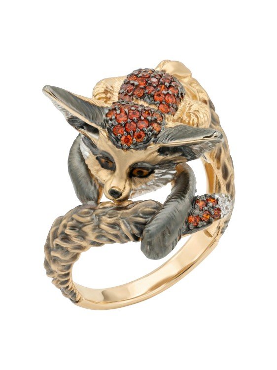 Кольцо из лимонного золота c эмаль и фианитом