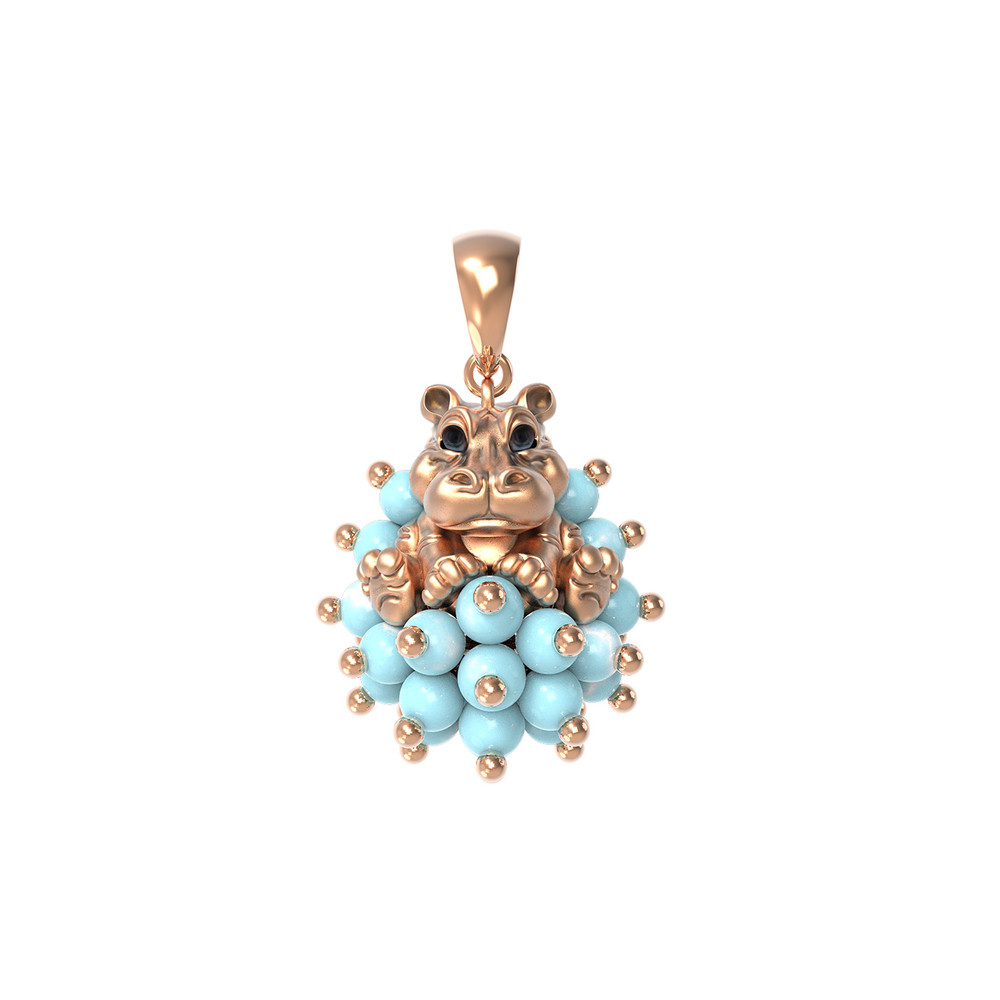 Подвеска из золота c эмаль и бирюзой