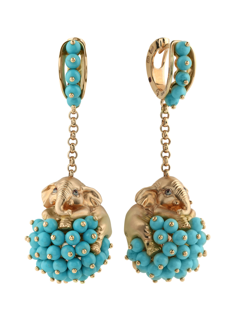 Серьги из золота c эмаль и бирюзой