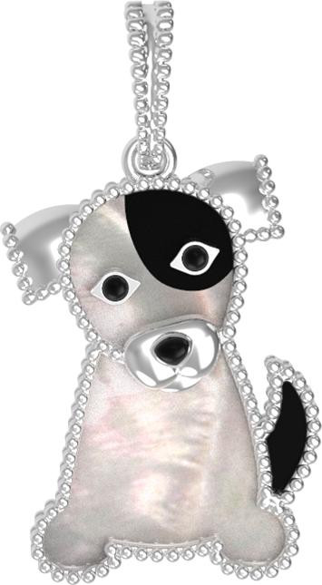 Подвеска из белого золота c эмаль , ониксом и перламутром