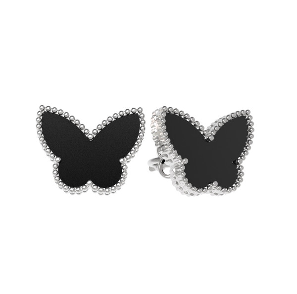 Серьги из белого золота c ониксом