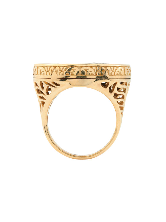 Кольцо из золота c эбеновым деревом