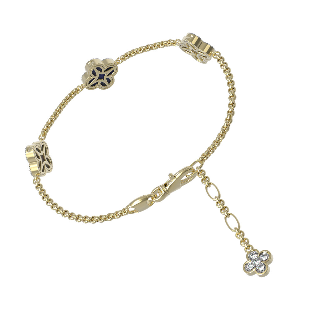 Браслет из лимонного золота c бриллиантами, лазуритом и перламутром