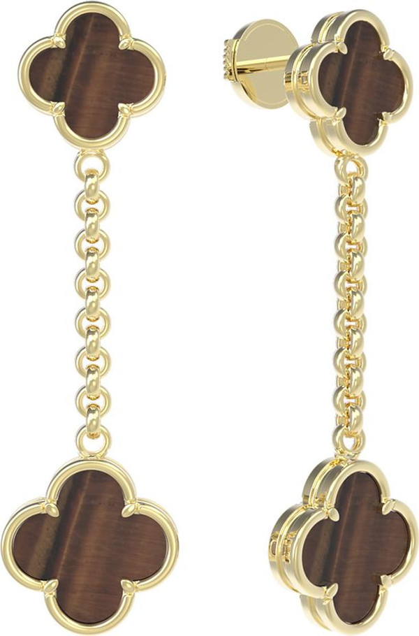 Серьги из лимонного золота c тигровым глазом