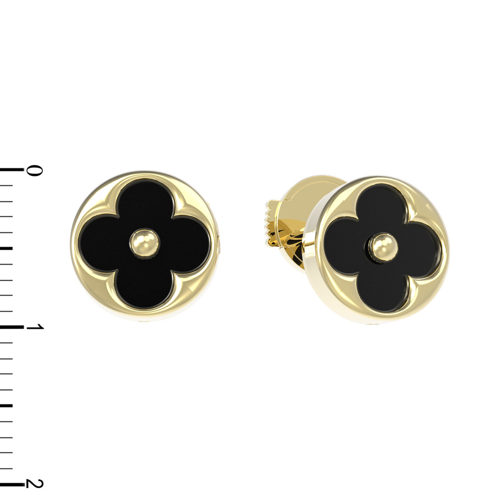 Серьги из лимонного золота c ониксом