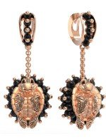 Серьги из золота 585 пробы c эмалью и ониксом