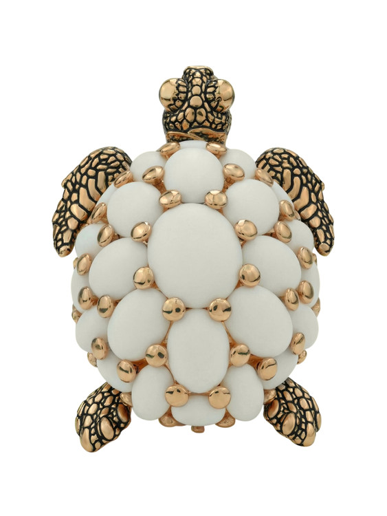 Кольцо из золота c эмаль и бивнем мамонта