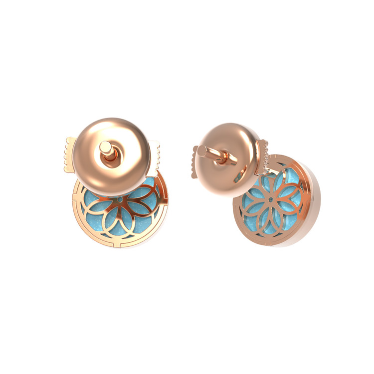 Серьги из золота c бриллиантами и бирюзой