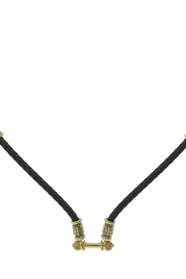 Шнурок кожаный из лимонного золота c кожаным шнурком