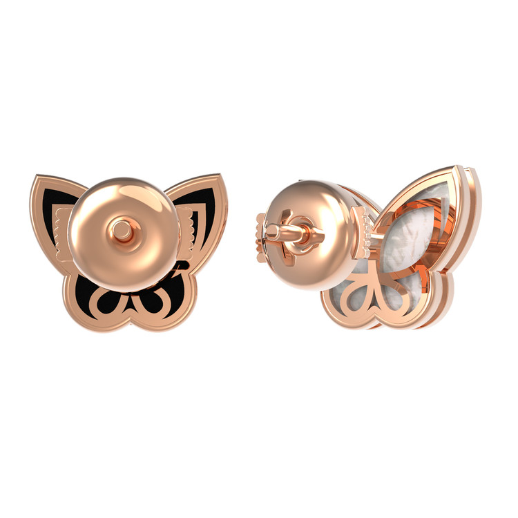 Серьги из золота c ониксом и перламутром