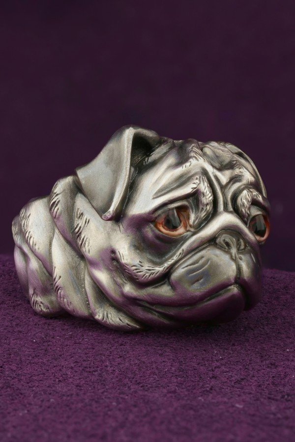 Кольцо из белого золота c эмаль