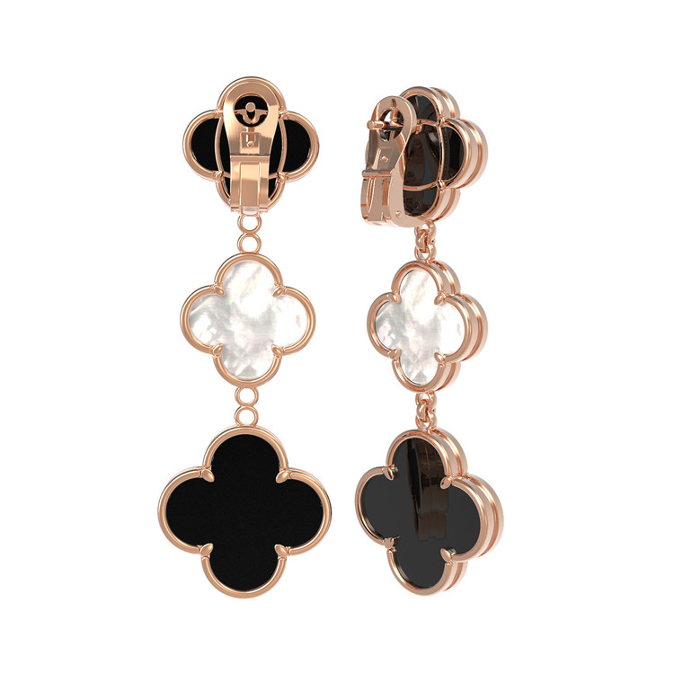 Серьги из золота c ониксом и перламутром