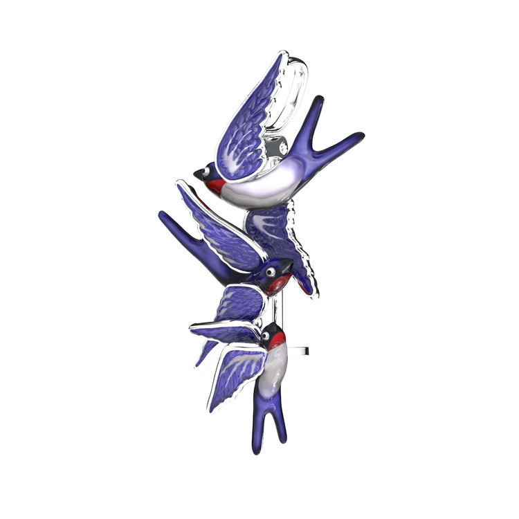 Брошь из белого золота c эмаль