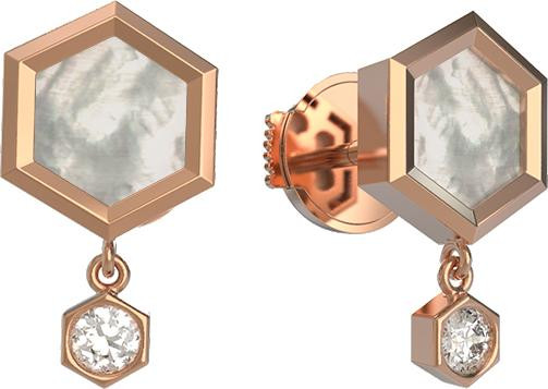 Серьги из золота c бриллиантами и перламутром