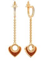 Серьги из золота 585 пробы c фианитом и тигровым глазом