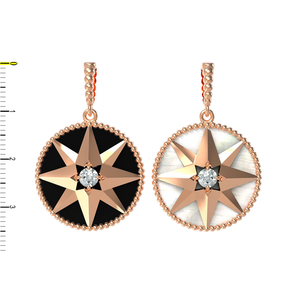 Подвеска из золота c фианитом, ониксом и перламутром