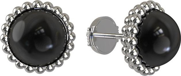 Серьги из белого золота c ониксом