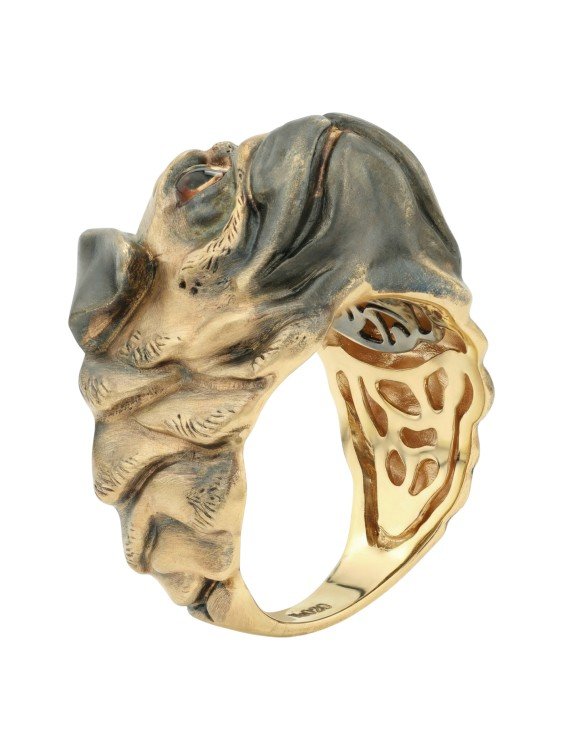 Кольцо из лимонного золота c эмаль