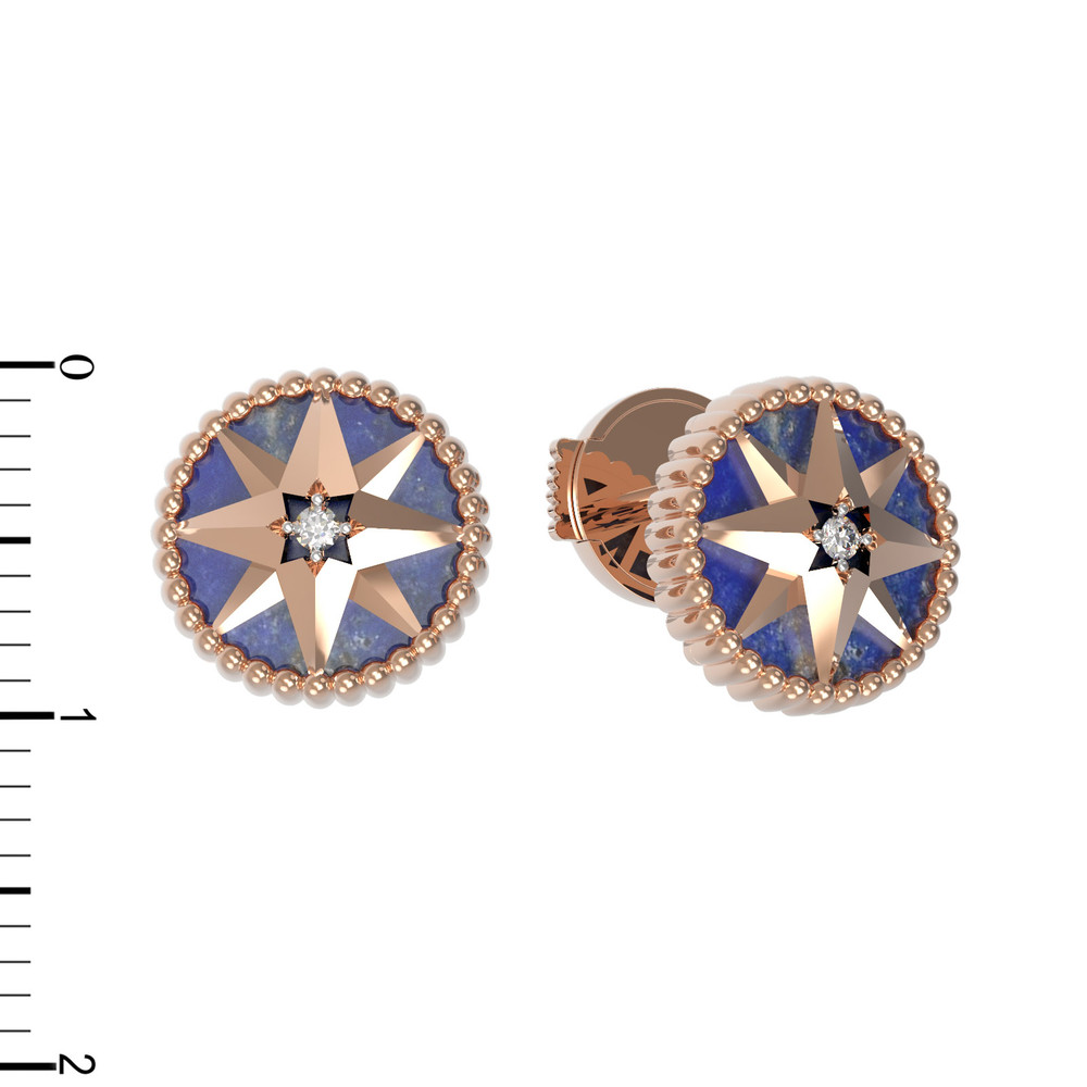 Серьги из золота c фианитом и лазуритом