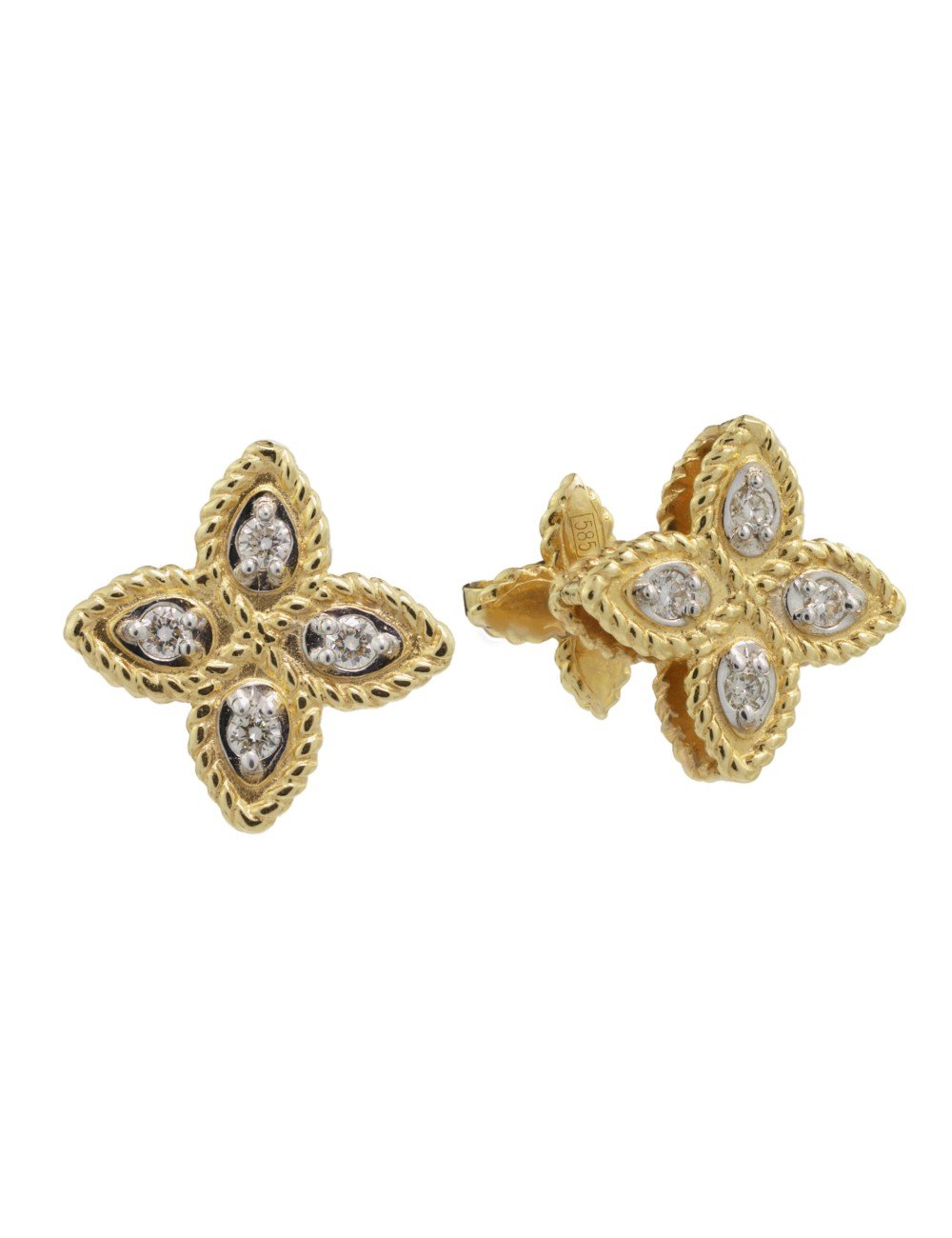 Серьги из лимонного золота 585 пробы c бриллиантами