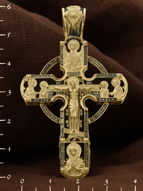 Крест из лимонного золота c эбеновым деревом