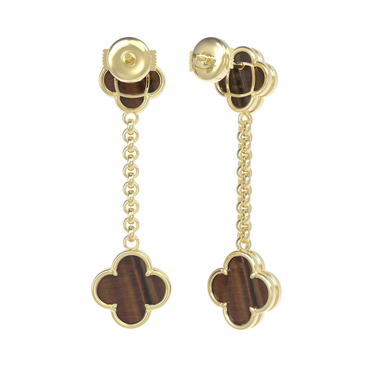 Серьги из лимонного золота c тигровым глазом