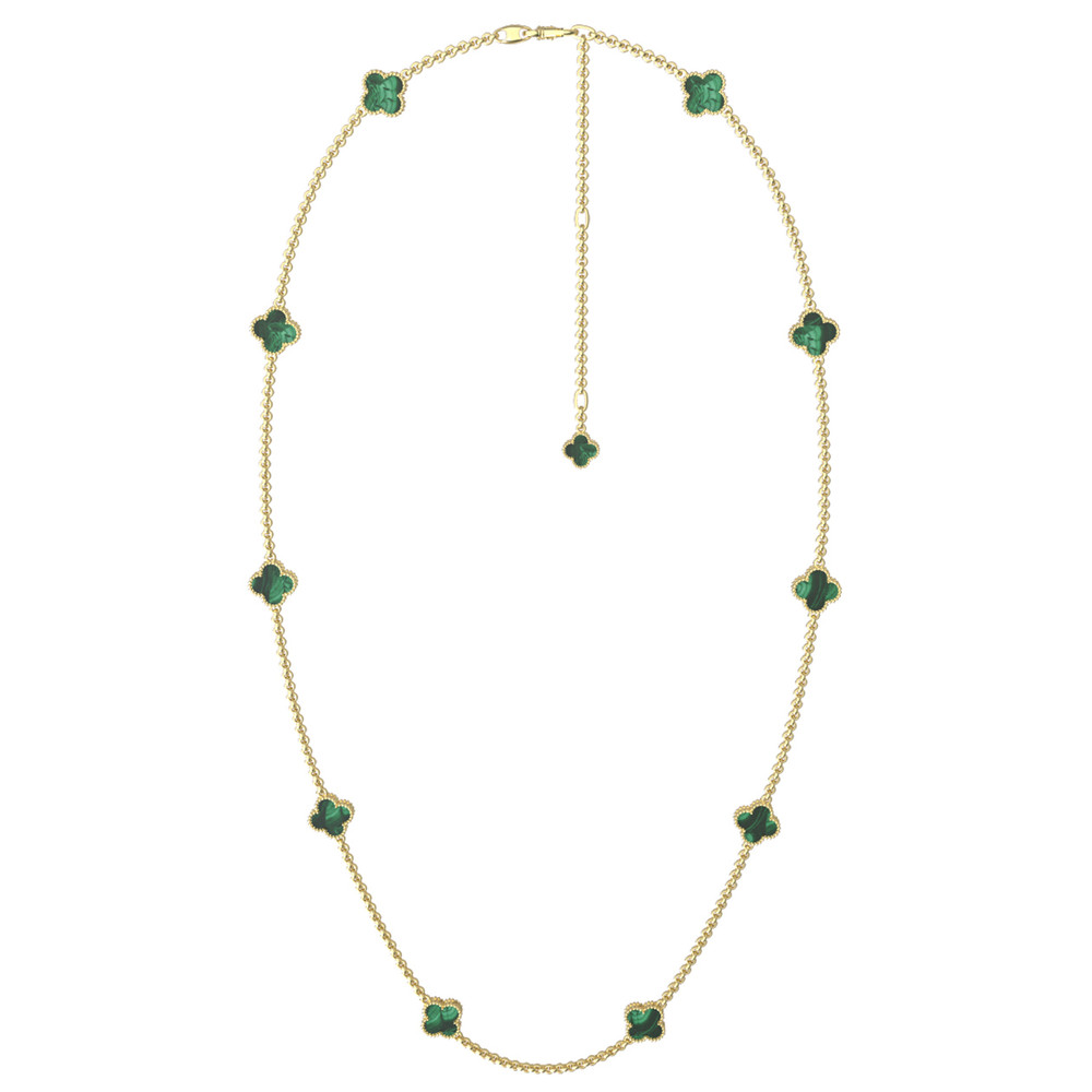 Колье из лимонного золота c малахитом