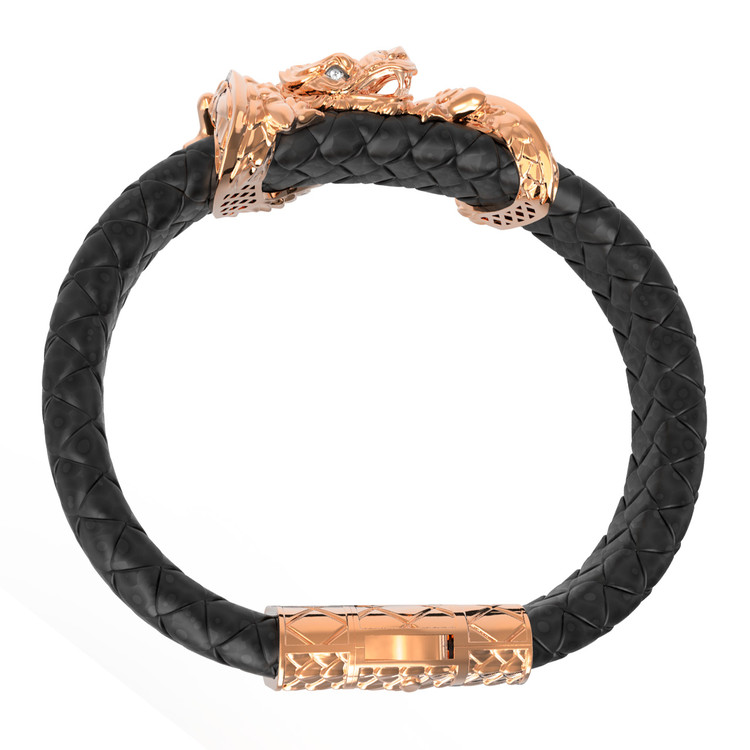 Браслет из золота c бриллиантами и кожаным шнурком