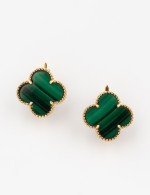 Серьги из золота 585 пробы c малахитом