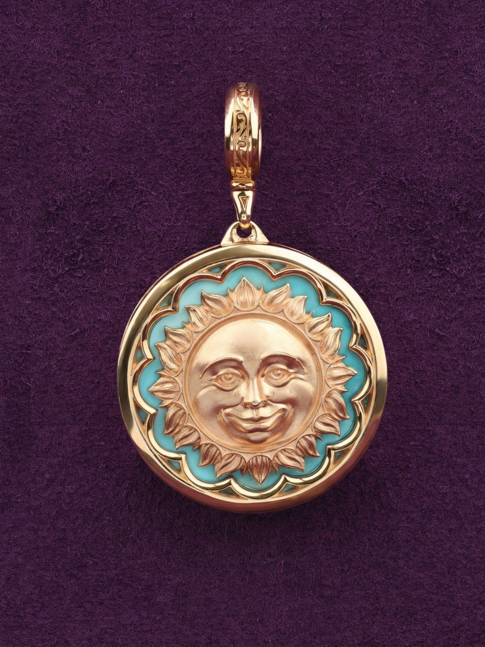 Подвеска из золота c бирюзой и лазуритом