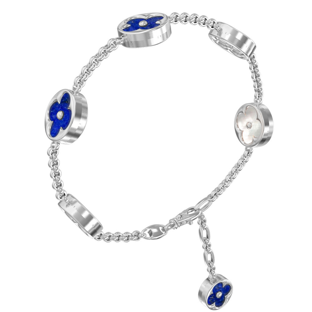 Браслет из белого золота c лазуритом и перламутром