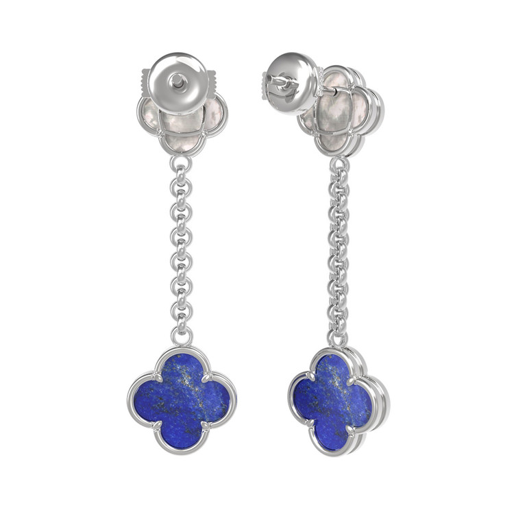 Серьги из белого золота c лазуритом и перламутром
