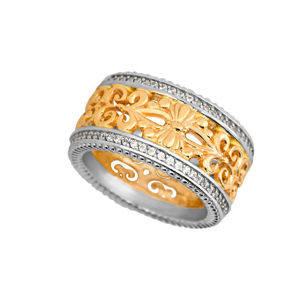 Кольцо из лимонного золота c фианитом