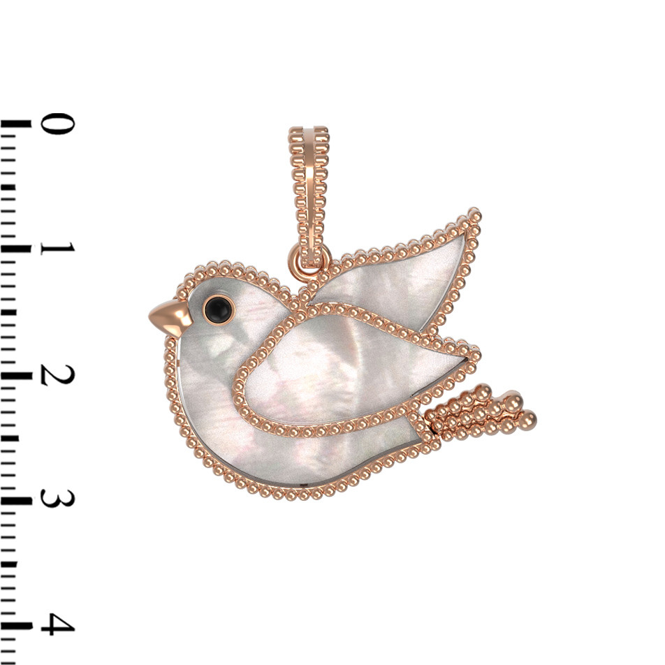 Подвеска из золота c эмаль и перламутром