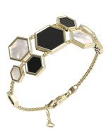 Браслет из лимонного золота 585 пробы c ониксом и перламутром