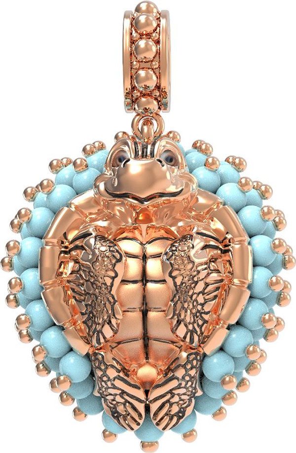 Подвеска из золота c эмаль и бирюзой