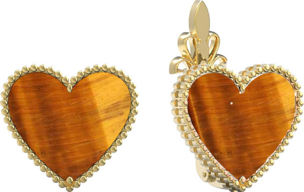 Серьги из лимонного золота c тигровым глазом