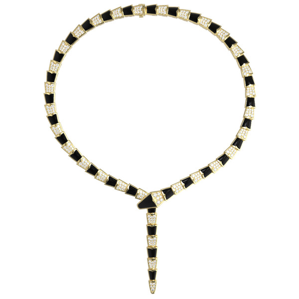 Колье из лимонного золота c бриллиантами и ониксом