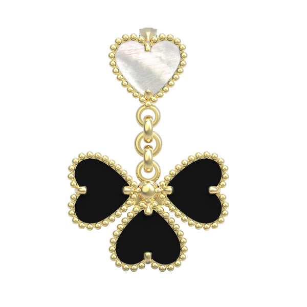 Подвеска из лимонного золота c ониксом и перламутром