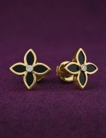 Серьги из лимонного золота 585 пробы c бриллиантами и ониксом