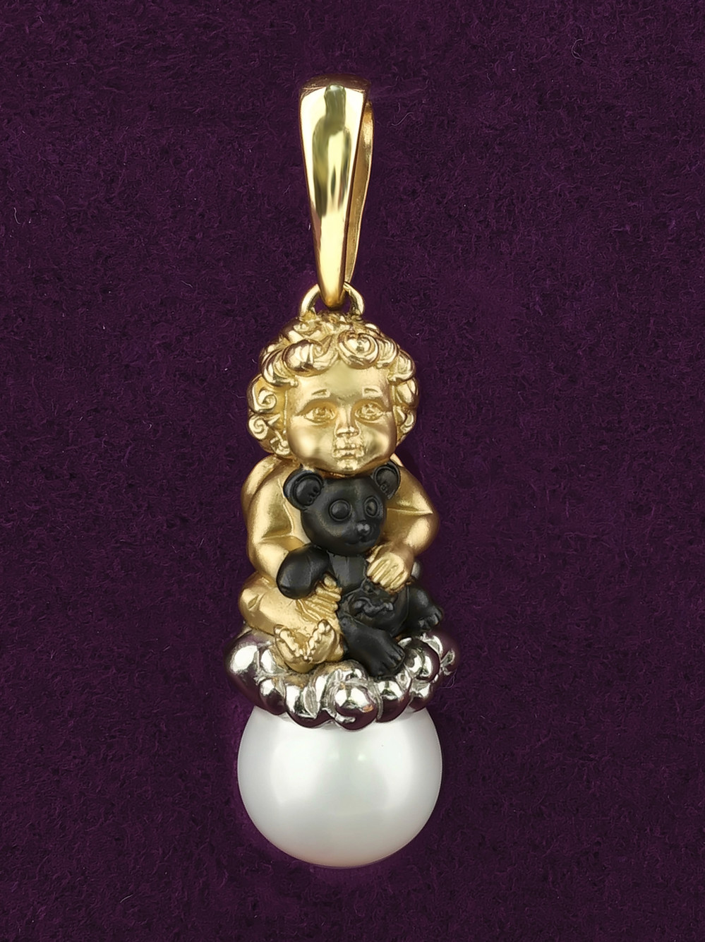 Подвеска из лимонного золота c жемчугом