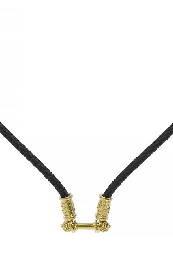 Шнурок кожаный из лимонного золота c кожаным шнурком