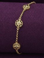Браслет из лимонного золота 585 пробы c бриллиантами, ониксом и перламутром