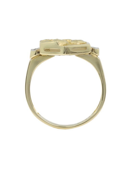 Кольцо из лимонного золота c бриллиантами и перламутром