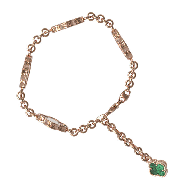 Браслет из золота c малахитом и перламутром