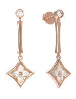 Серьги из золота 585 пробы c фианитом и перламутром
