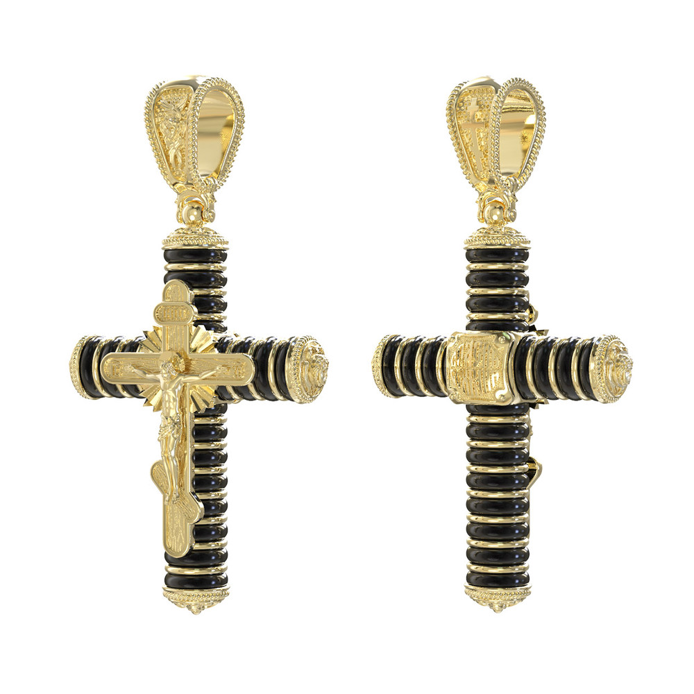 Крест из лимонного золота c ониксом