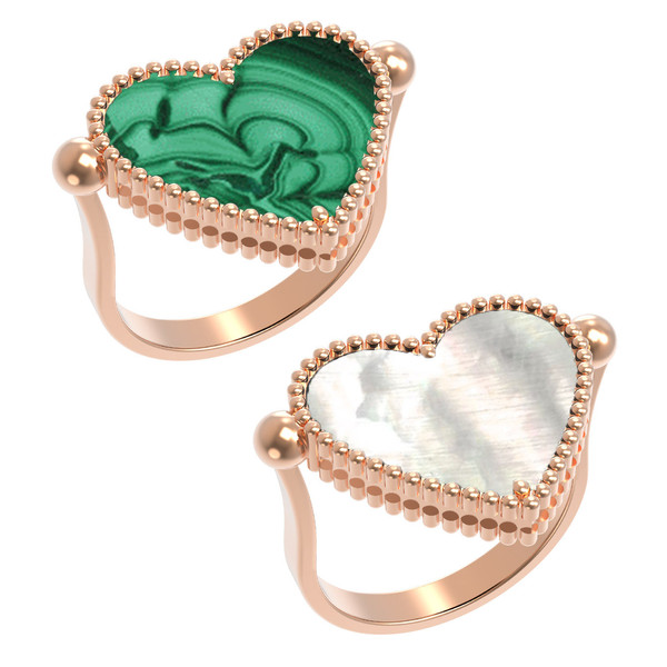 Кольцо из золота c малахитом и перламутром