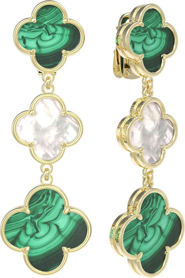Серьги из лимонного золота c малахитом и перламутром